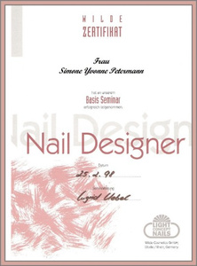 Teilnahmebestätigung Seminar Nail Design Simone's Nagelstudio Leipzig